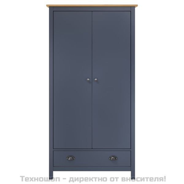 Гардероб с 2 врати Hill сив 89x50x170 см борово дърво масив