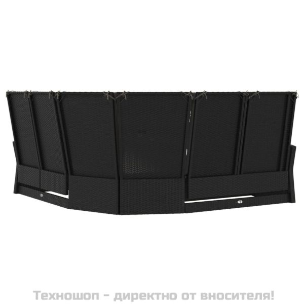 Наклоняем ъглов диван с възглавници, черен полиратан