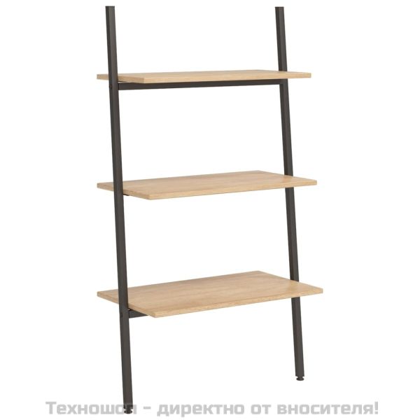 Етажерка стълба с 3 рафта светлокафяво и черно 64x34x116 см