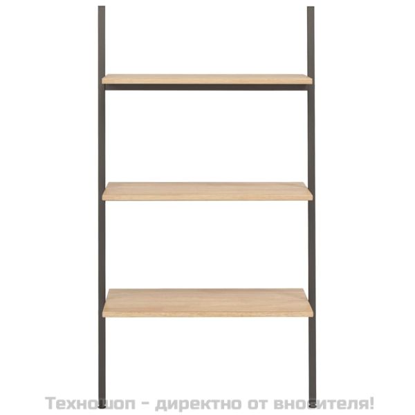 Етажерка стълба с 3 рафта светлокафяво и черно 64x34x116 см