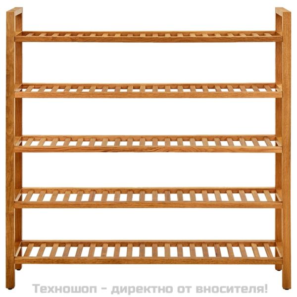 Поставка за обувки с 5 рафта, 100x27x100 см, дъбов масив