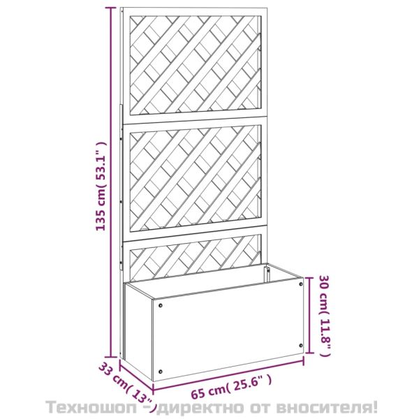 Плантер с пергола, сив, 65x33x135 см, WPC