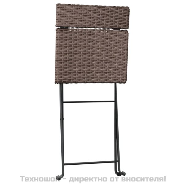 Сгъваеми бистро столове, 8 бр, кафяви, полиратан и стомана