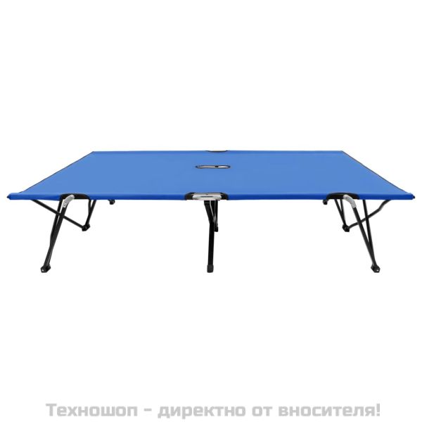 Двуместен сгъваем шезлонг, син, стомана
