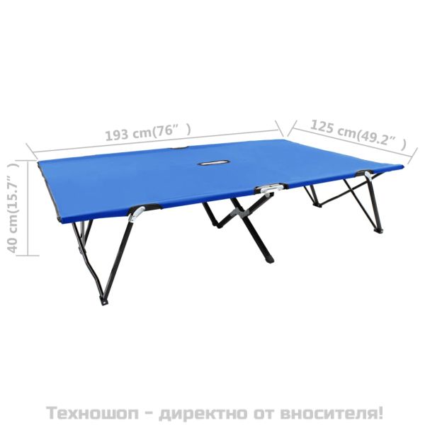 Двуместен сгъваем шезлонг, син, стомана