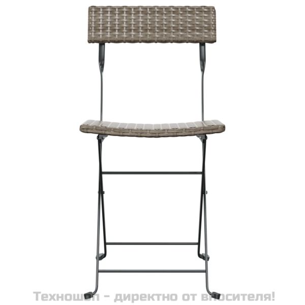 Сгъваеми бистро столове, 2 бр, сиви, полиратан и стомана