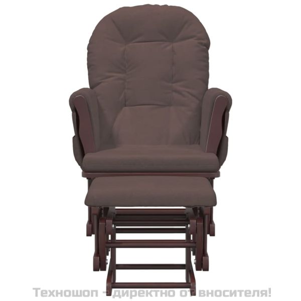 Плъзгащ се стол с табуретка, кафяв, текстил