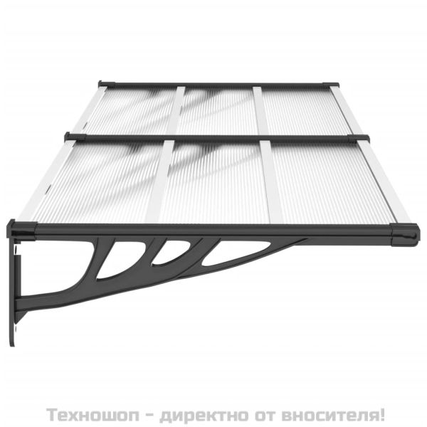 Навес за врата, черно и прозрачно, 199x90 см, поликарбонат