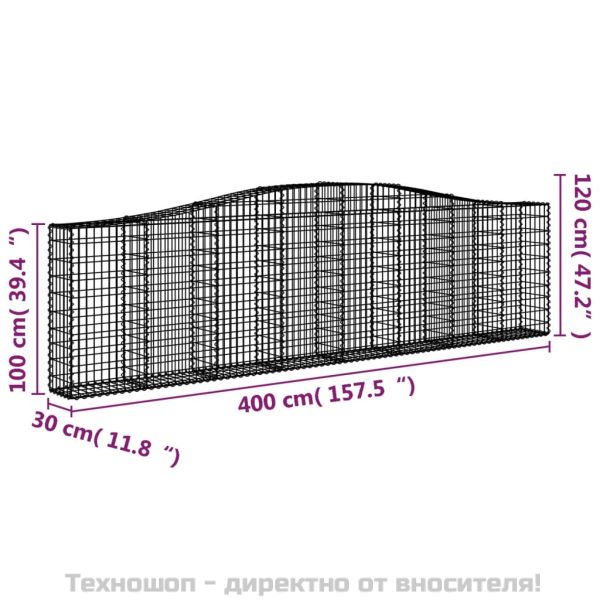 Габионни кошници арка 3 бр 400x30x100/120 см поцинковано желязо