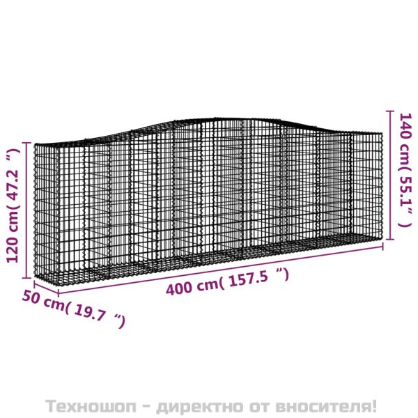 Габионни кошници арка 9 бр 400x50x120/140 см поцинковано желязо