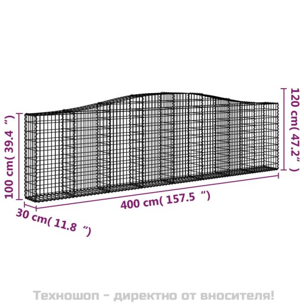 Габионни кошници арка 6 бр 400x30x100/120 см поцинковано желязо