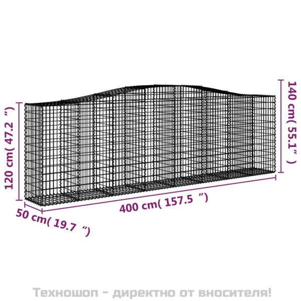 Габионни кошници арка 8 бр 400x50x120/140 см поцинковано желязо