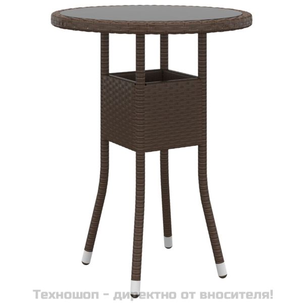 Градински трапезен комплект, 3 части, полиратан, кафяв