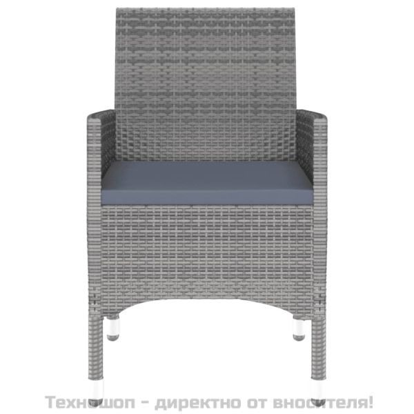 Градински трапезен комплект, 3 части, полиратан, сив