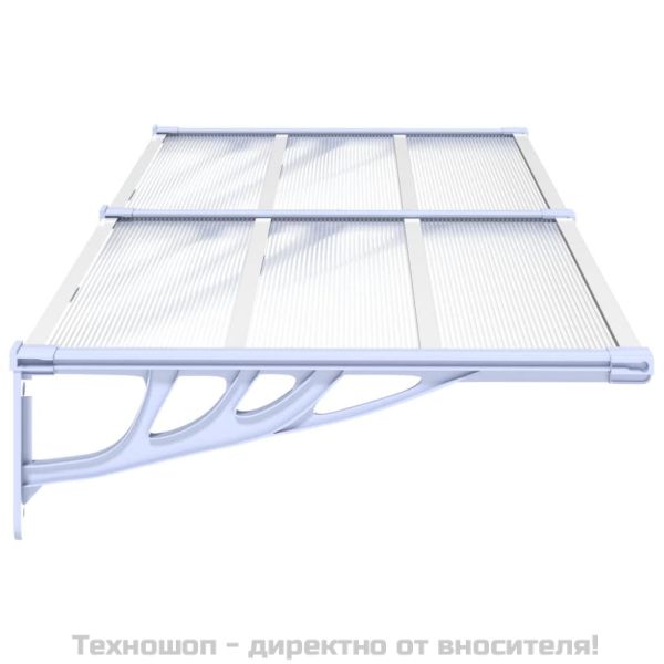 Навес за врата, сиво и прозрачно, 199x90 см, поликарбонат