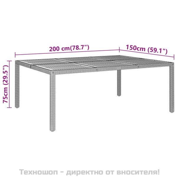 Градински трапезен комплект 11 части полиратан сив
