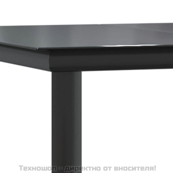 Градински трапезен комплект, 5 части, черен, полиратан