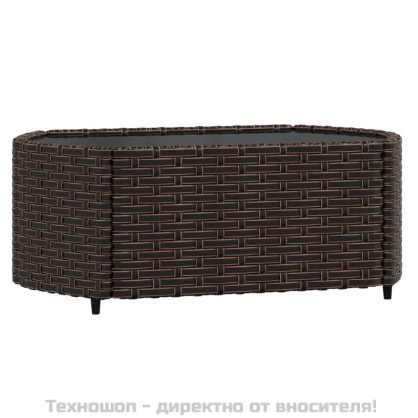 Градински комплект с възглавници, 4 части, кафяв, полиратан