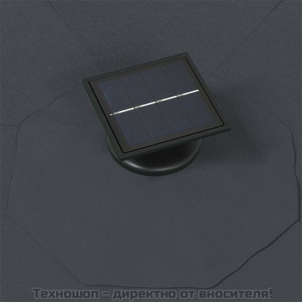 Градински чадър за монтаж на стена, с LED, 300 см, антрацит