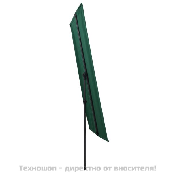 Градински чадър с алуминиев прът, 180x110 см, зелен