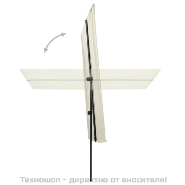 Градински чадър с алуминиев прът, 180x110 см, пясъчнобял