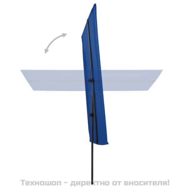 Градински чадър с алуминиев прът, 180x110 см, лазурносин