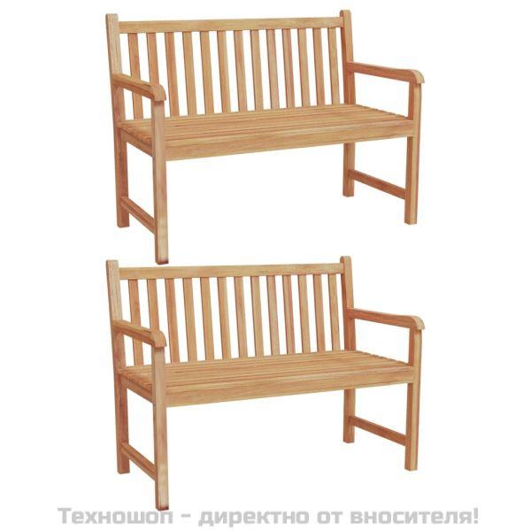 Градински трапезен комплект, 5 части, тиково дърво масив