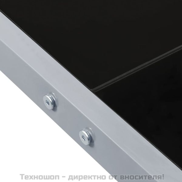 Градинска маса, 130x130x72 cм, сива, стомана и стъкло