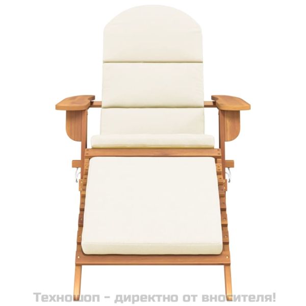 Градински стол Адирондак с опора за крака, акациево дърво масив