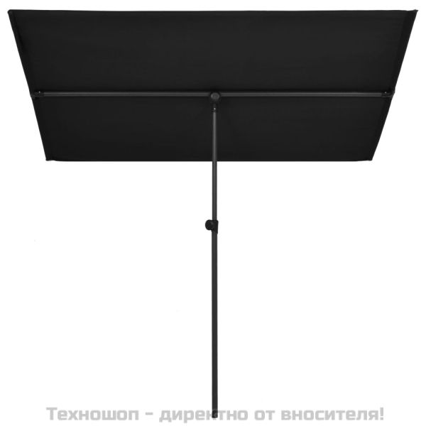 Градински чадър с алуминиев прът, 180x110 см, черен