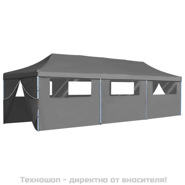 Сгъваема шатра с 8 странични стени, 870x291x315 см, антрацит
