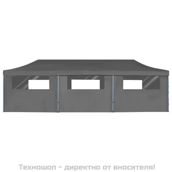 Сгъваема шатра с 8 странични стени, 870x291x315 см, антрацит