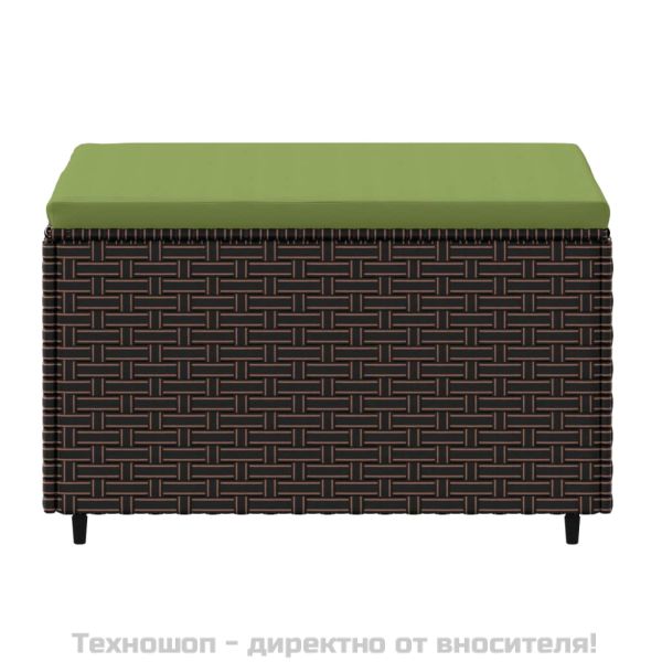 Градинска табуретка с възглавница, кафява, полиратан