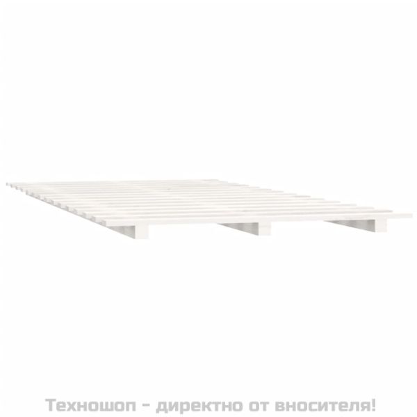 Рамка за легло, бяла, бор масив, 120x190 см