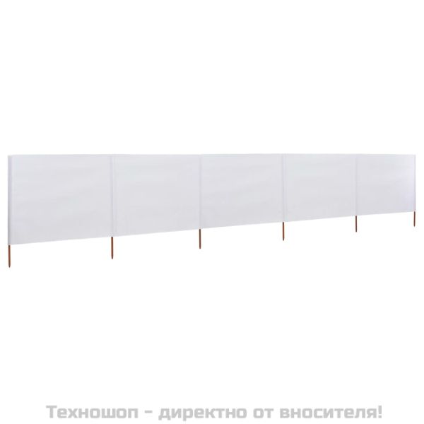 Параван против вятър от 5 панела текстил 600x160 см пясъчнобял