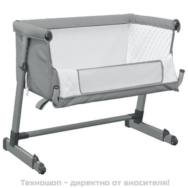 Бебешко легло с матрак, светлосив, ленен плат
