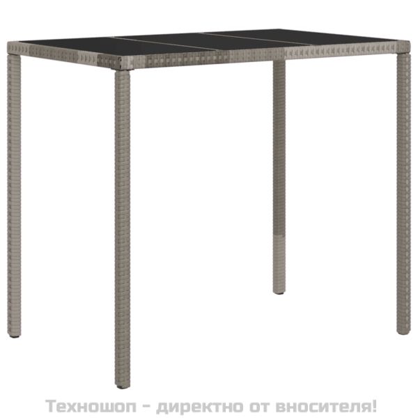 Градински лаундж комплект с възглавници 4 части сив полиратан