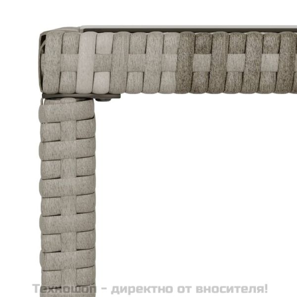 Градински лаундж комплект с възглавници 4 части сив полиратан