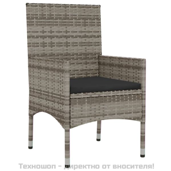 Градински лаундж комплект с възглавници 4 части сив полиратан