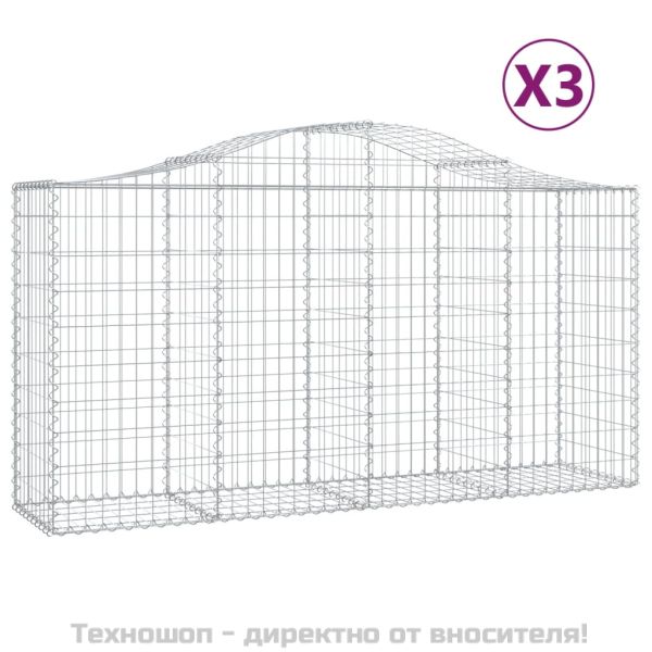 Габионни кошници арка 3 бр 200x50x100/120 см поцинковано желязо