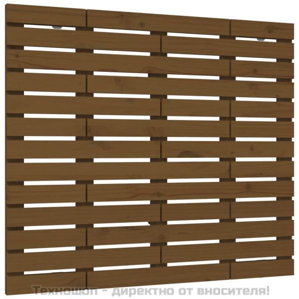 Стенна табла за спалня, меденокафява, 126x3x91,5 см, бор масив