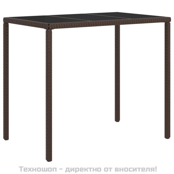 Градински комплект с възглавници, 4 части, кафяв, полиратан