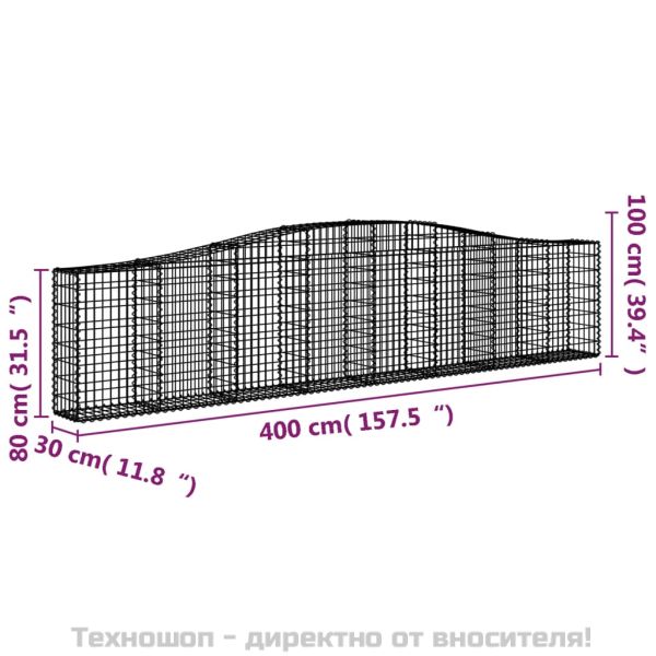 Габионни кошници арка 8 бр 400x30x80/100 см поцинковано желязо