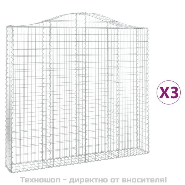 Габионни кошници арка 3 бр 200x30x180/200 см поцинковано желязо