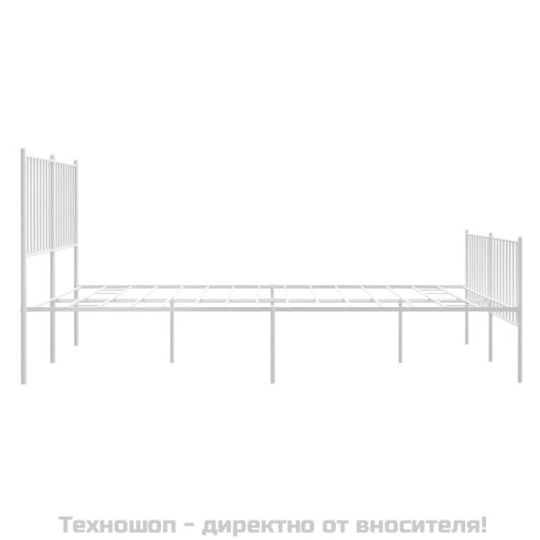 Метална рамка за легло с горна и долна табла, бяла, 135x190 см