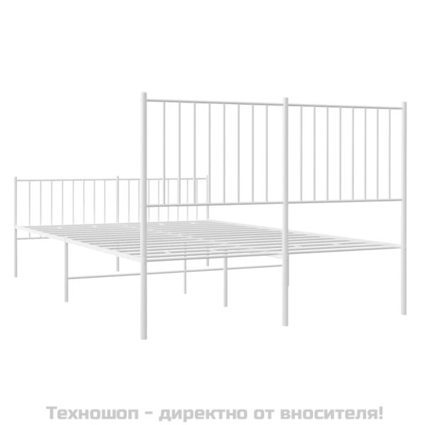 Метална рамка за легло с горна и долна табла, бяла, 135x190 см