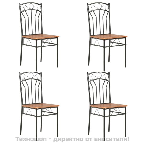 Трапезни столове, 4 бр, кафяви, МДФ