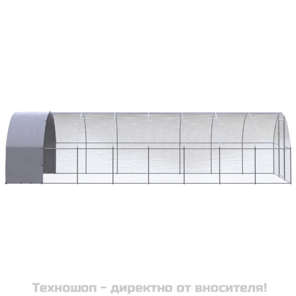 Птичарник на открито, 3x8x2 м, поцинкована стомана