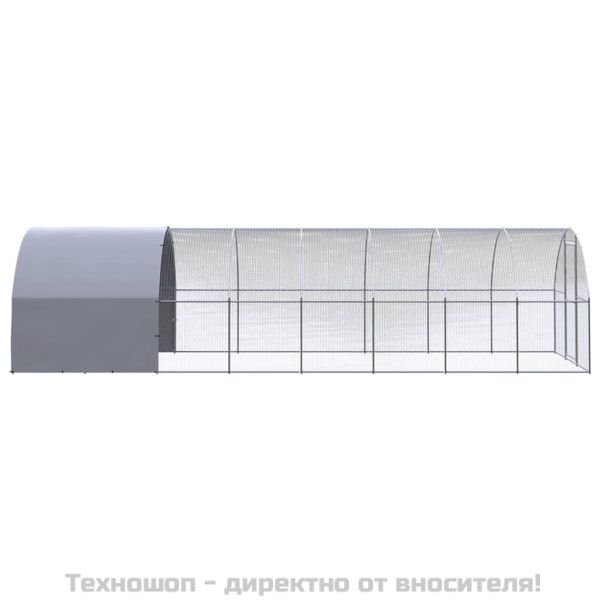 Птичарник на открито, 3x8x2 м, поцинкована стомана