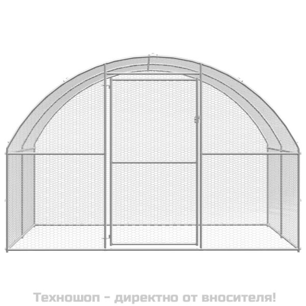 Птичарник на открито, 3x8x2 м, поцинкована стомана